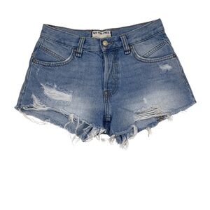 We The Free Light Blue Ripped Jean Shorts